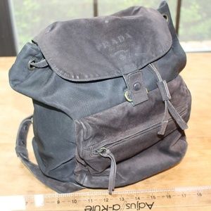 Prada Distressed Sable Suede, Black Nylon Backpack